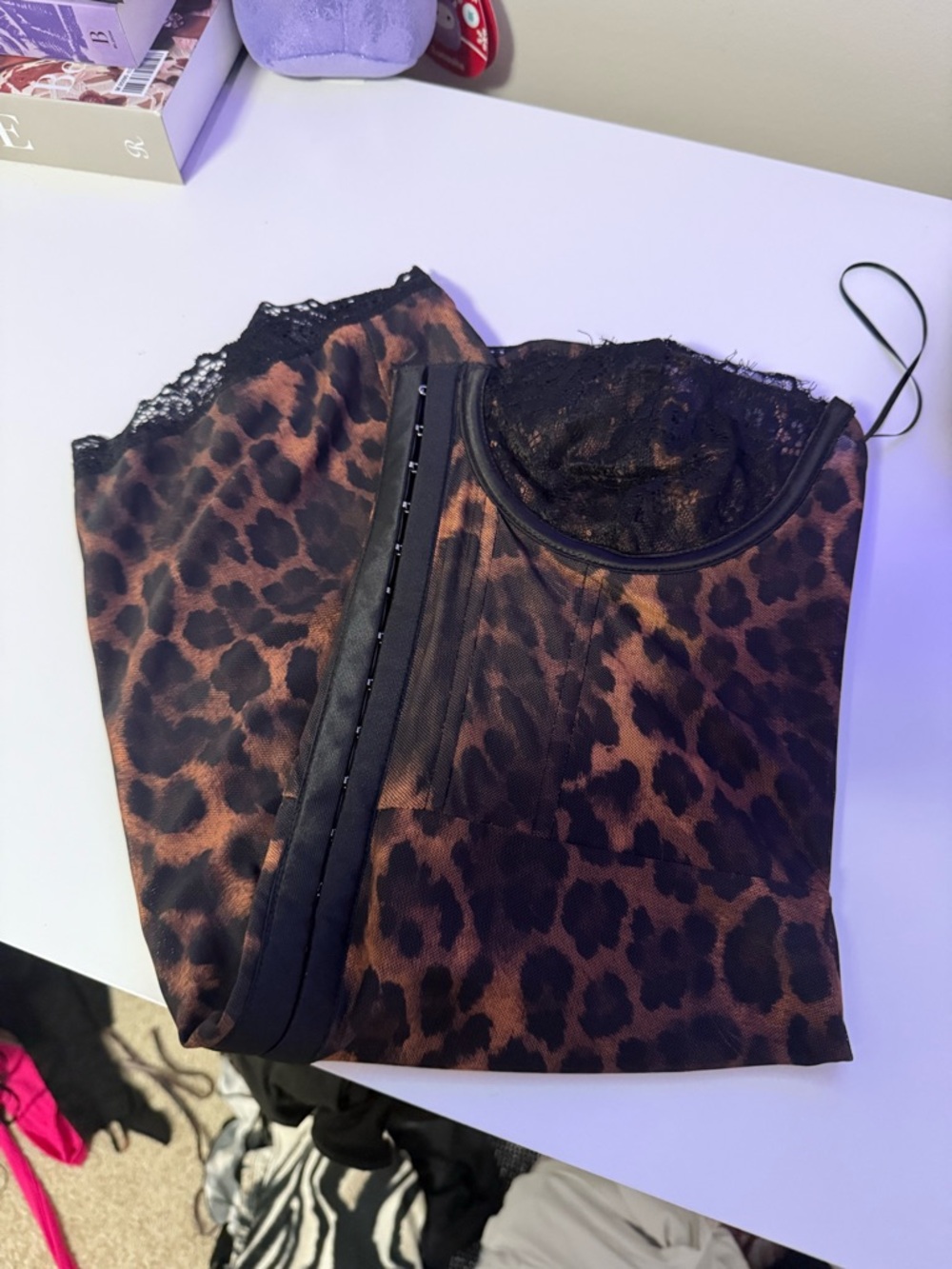 Leopard Print Lace Trim Dress